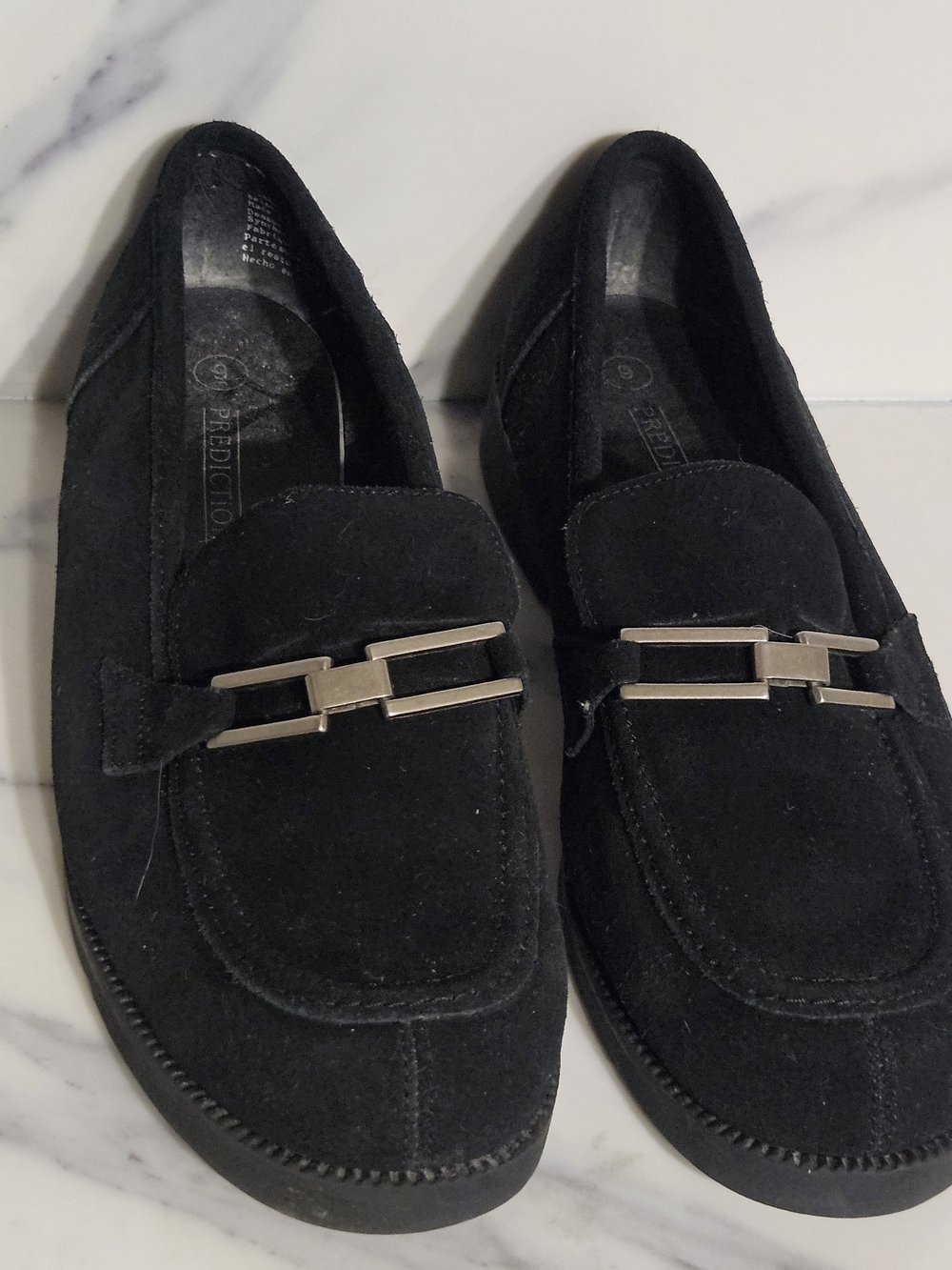 NWOT - Predictions Black Suede Slip-On Loafers with Silver Bit
